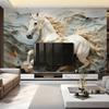 Modern Photo Wallpaper White Horse Stone Relief Mural Living Room Bedroom Background Wall Painting Home Decor