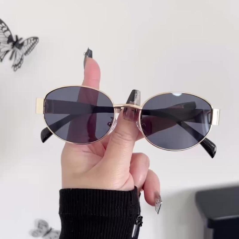 2 шт. Летние женские модные очки Ретро овальная оправа Комбинированные Унисекс Декоративные Овальная металлическая оправа Модные очки