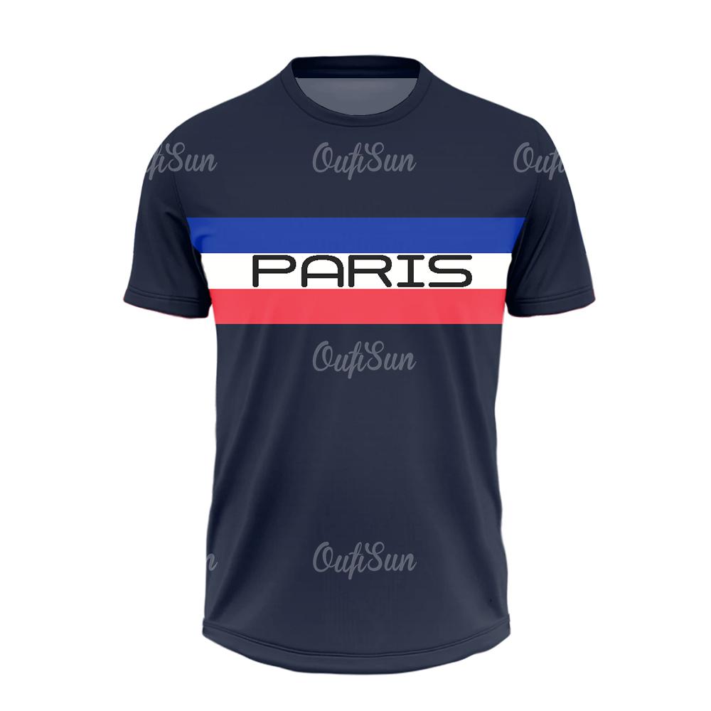 Летняя футболка для мужчин, повседневная, с коротким рукавом, с принтом парижских букв, топы для спорта на открытом воздухе, фитнес-одежда, быстросохнущие футболки
