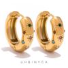 Classic Inlaid Zircon Hoop Earrings for Women, Stainless Steel Plated with 18K Gold, Exquisite Earrings