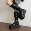 Platform Flats Women Over The Knee High Boots Snow Brand Fad High Heels Shoes Winter 2025 Trend Goth Leather Shoes Botas Mujer