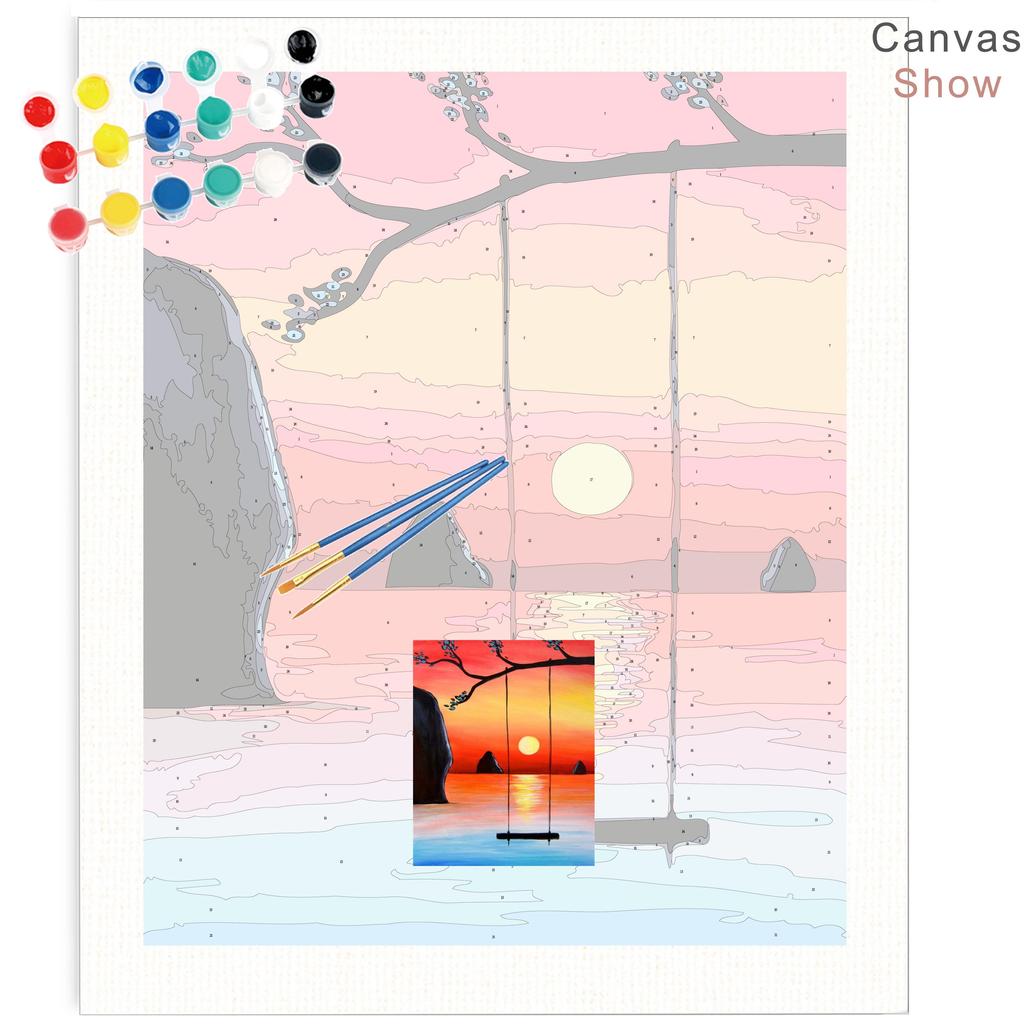 RUOPOTY Картина по номерам, пейзаж заката, рисунок на холсте, ручная роспись, домашний декор, подарок, картина по номерам, наборы для морского пляжа