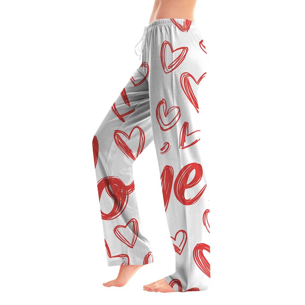 Женские модные свободные повседневные брюки с принтом ко Дню святого Валентина