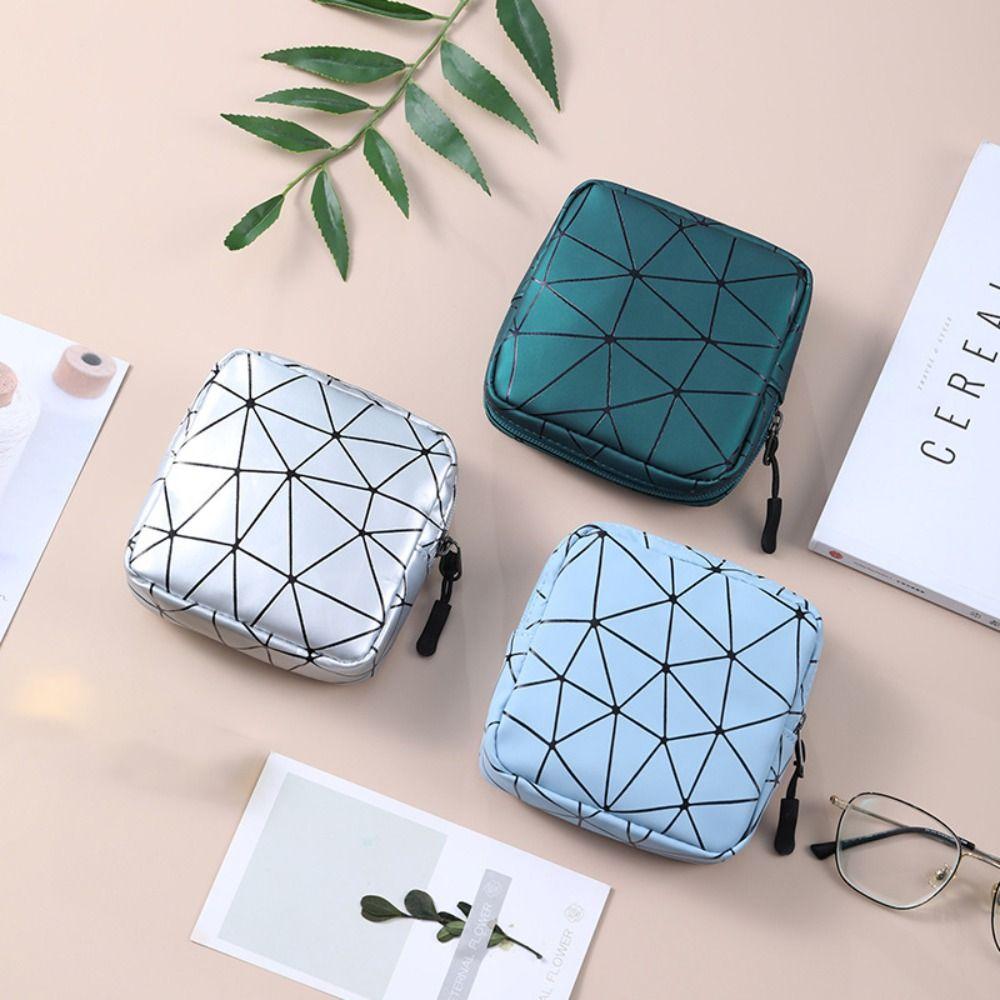 Rhombus Pattern Sanitary Napkin Storage Bag Storage Pouch Reusable Sanitary Napkin Bag