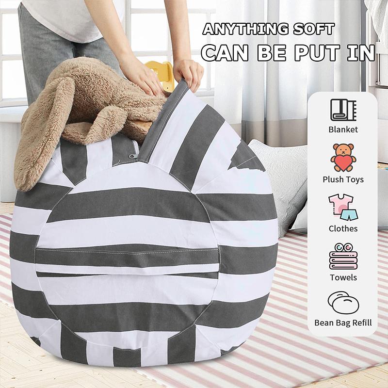 Printed Children's Plush Toy Storage Beanbag Set Comfortable Lazy Sofa Beanbag Storage Stuffed Chair Children's Toy Zipper