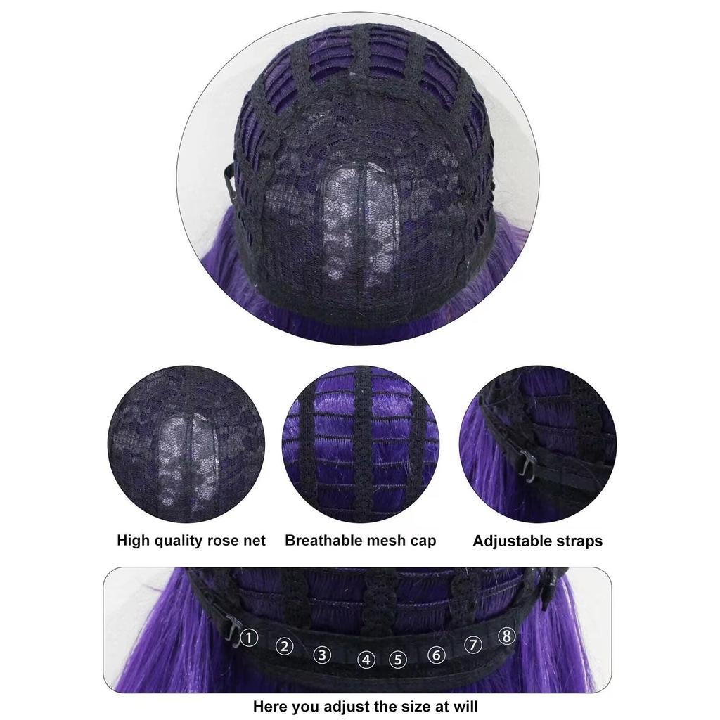 26-дюймовый длинный прямой фиолетовый парик Безумного Шляпника Юрия для косплея на Хэллоуин, Рождественскую школу, День благодарения