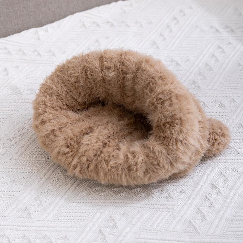 1 Piece Warm New Newborn Beanie for Boy Girl Cute Cartoon Bear Furry Knited Hat Sweet Autumn Winter Warm Plush Crochet Bonnet