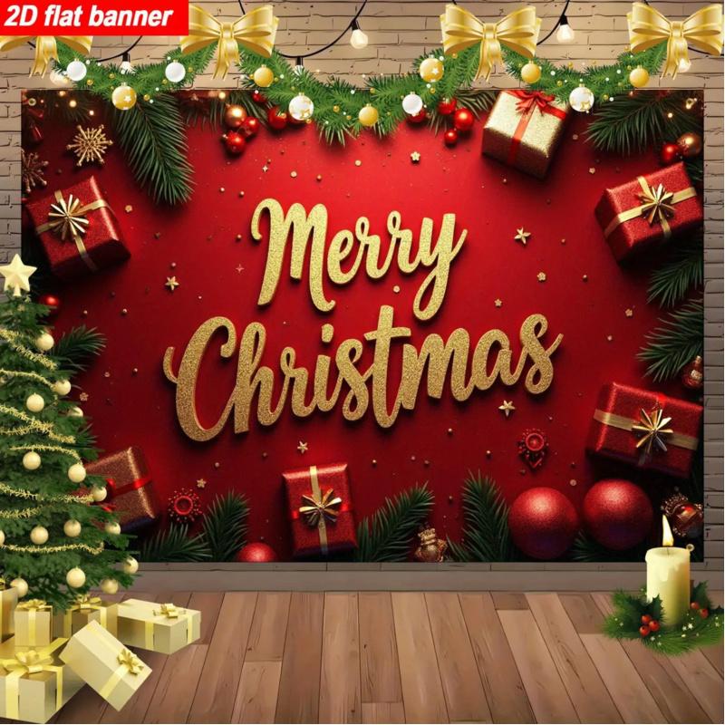 1pc2D plane, Merry Christmas theme banner, New Year festival, Christmas party decoration, no power required wsj
