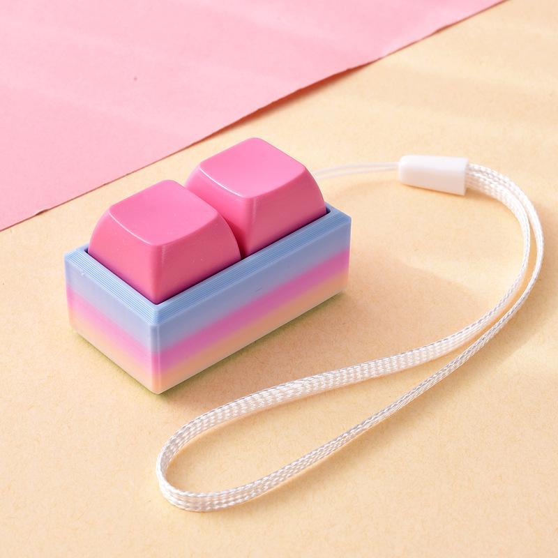 Lightweight Push Button Stress Relieving Toy with Lanyard Sensory Fidget Toy for ADHD Adults Kids Anxiety Relief
