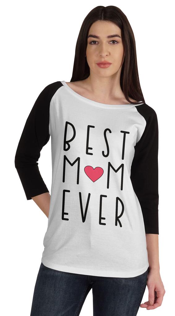 Inkmeso Best Mom Ever Tshirt Raglan Sleeve Mother  s Day Gift Tops Moms Shirt