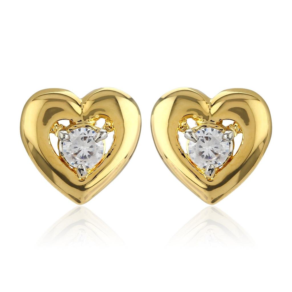 Серьги-гвоздики в форме сердца с рекламным камнем