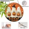 2D Flat Aluminium Halloween Sign with Adorable Ghosts Pattern - Trick or Treat Figurine Ornaments - Ideal for Front Door, Wall, Porch, Window Decor