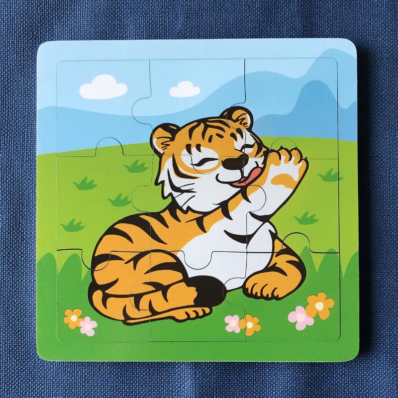 Latest 9 Piece Set Wooden Puzzle Toy Learning Cognitive Educational ideal for Toddlers Cartoon Animals Vehicles Baby Toddler Board Children Gift Idea