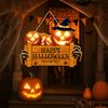 2D Halloween Wooden Sign Spooky Ghost Pumpkin DIY Halloween Wood Ornament with Rope Halloween Welcome Sign Garden Hanging Decor