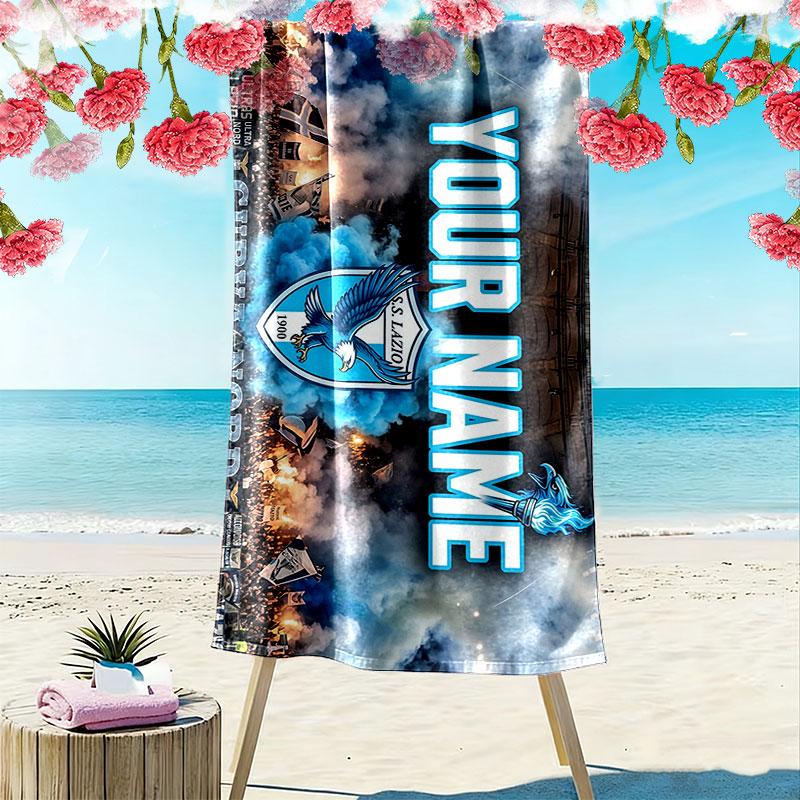 Custom Name,S.S. Lazio Print Beach Towel, Large Soft Quick Dry Towel for Beach Camping Swimming