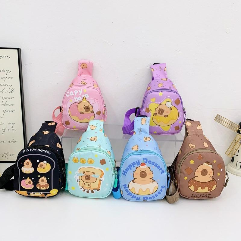 Donut Capybara Printed Shoulder Crossbody Chest Bags Children Cartoon Gifts
