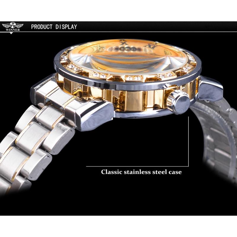 Часы Winner Watch Мужская мода и отдых Классические популярные механические часы с полыми стразами.