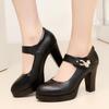 Женские туфли-лодочки на платформе, весна 2025 г., на высоком каблуке с острым носком, с ремешком на щиколотке и пряжкой, модные черные офисные туфли для женщин, большие размеры 33-43