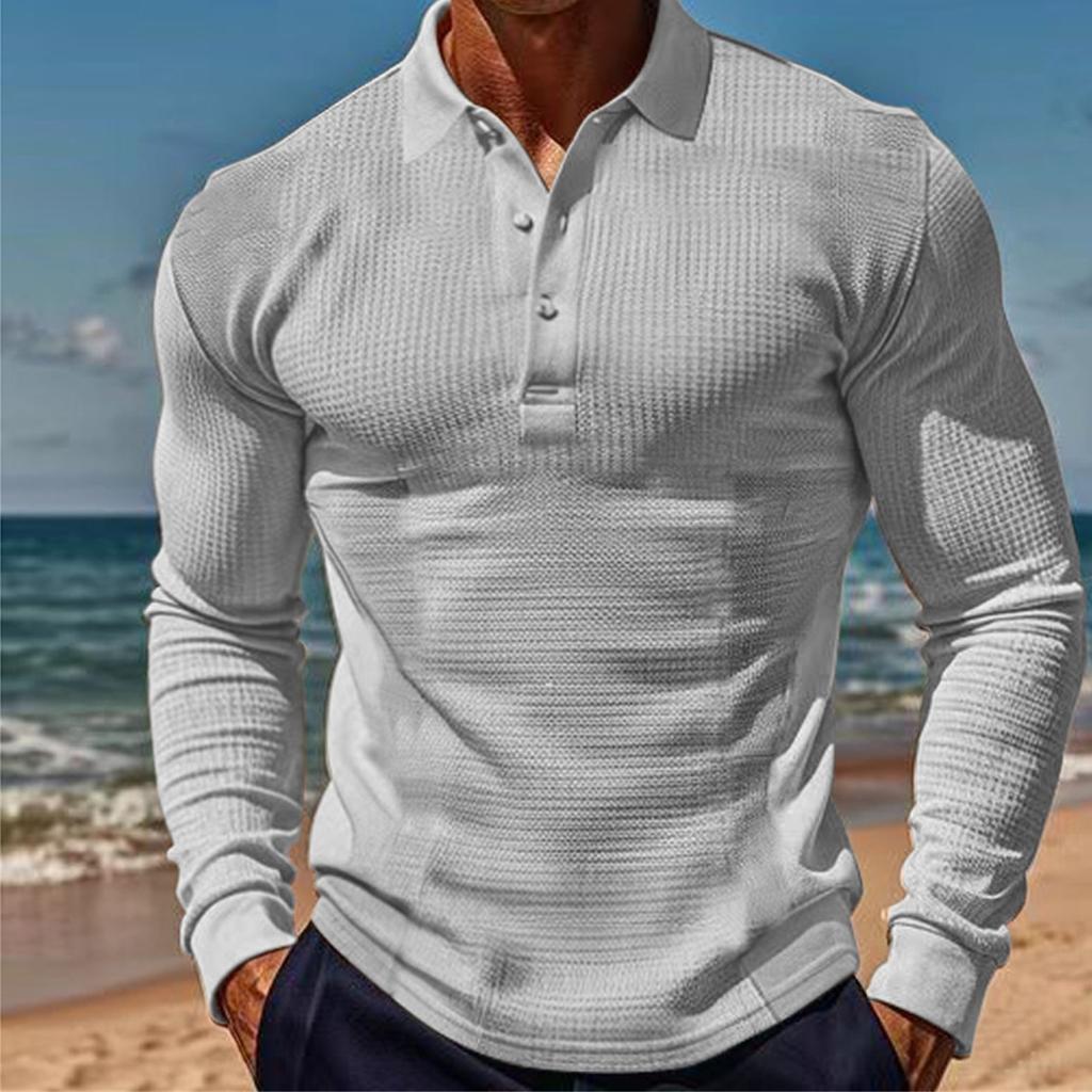 Мужская футболка W Affle Sports Casual Lapel Button Slim Long Sleeve Po Lo Shirt For Men