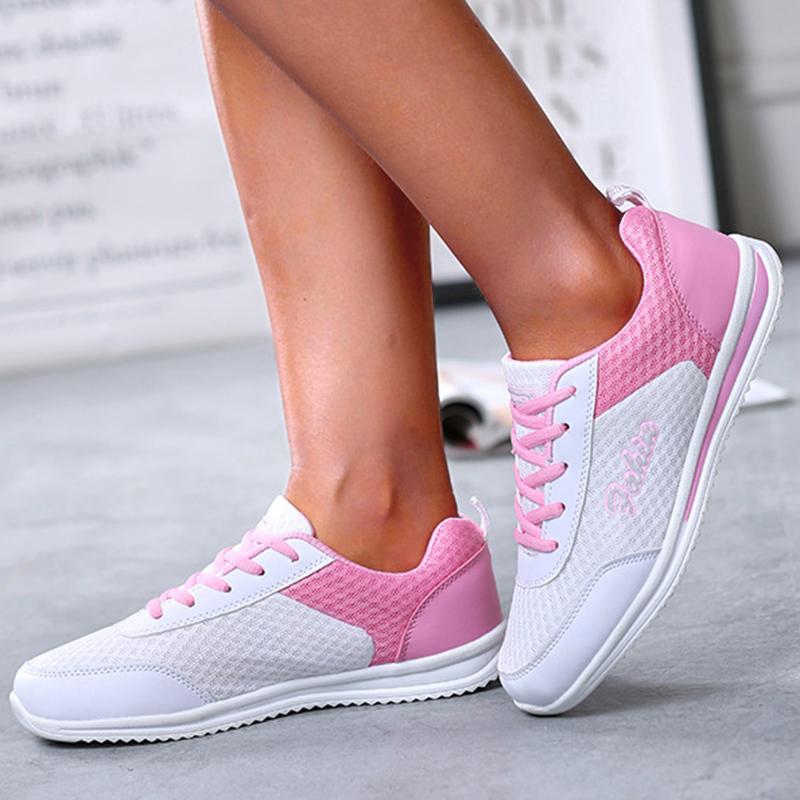 Breathable Fashion 2024 New Women's Sneakers Soft Comfortable Women Sneakers Mesh Fabric Lace Up Female Footwear Ladies Shoes