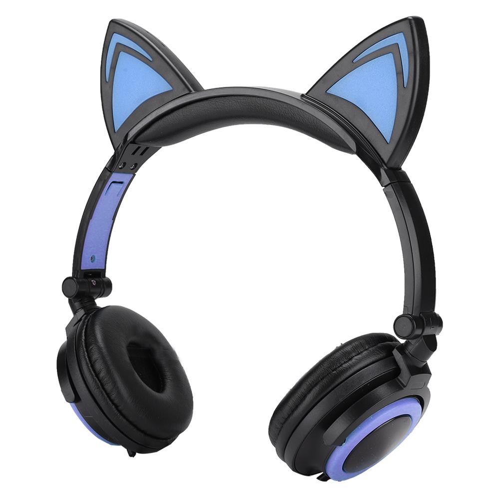 CL107 Cat Ear Foldable Music   USB Headphone Earphone with LED Light for PC Mobile Phone