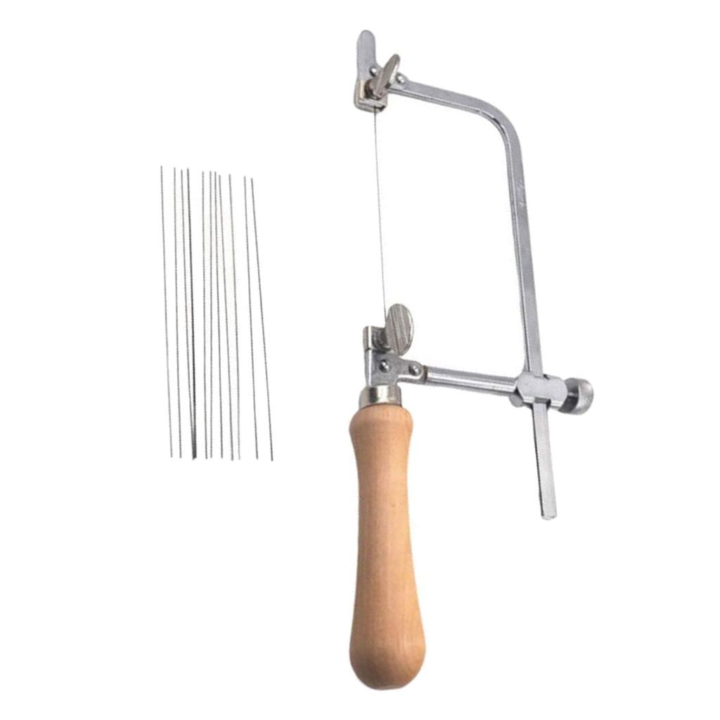 Jewelry Making Wire Saw Set for Crafting and Intricate Cutting with Sturdy Steel Blades and Comfortable Wood Handle