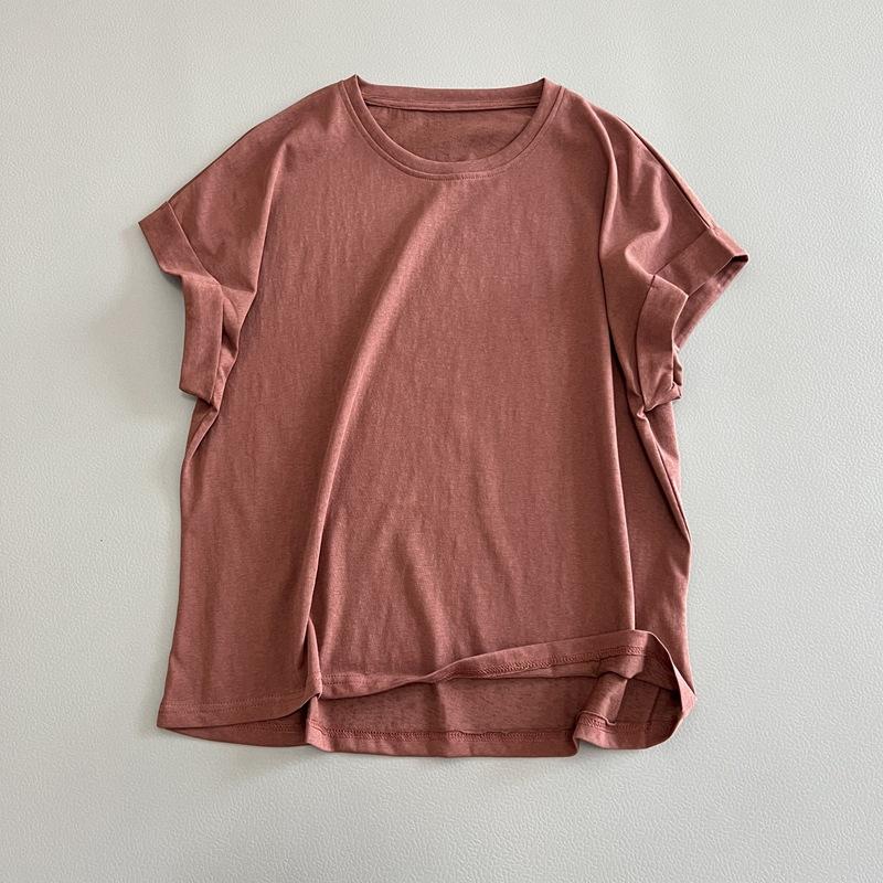 Women Summer Loose Round Neck T-Shirt Cotton Short Sleeve Casual Base Layer Tops