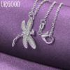 Ювелирные изделия из стерлингового серебра 925 пробы Стрекоза AAA с круглым цирконом и подвеской