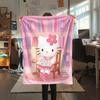 1 шт. Фланелевое одеяло с милым принтом Hello Kitty, Высокое качество, Для всех сезонов, Декор для дома, Тепло и уют, Идеально для рождественских подарков