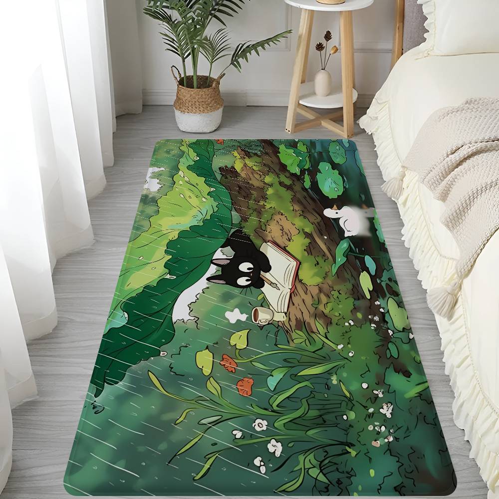 Black Cat Door Mat Nordic Style Bedroom Living Room Doormat Home Balcony Anti-Slip Alfombra
