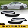[WHITE LED STRIP] Front+Rear Smoked For Side Marker Dodge Lights 15-22 Charger