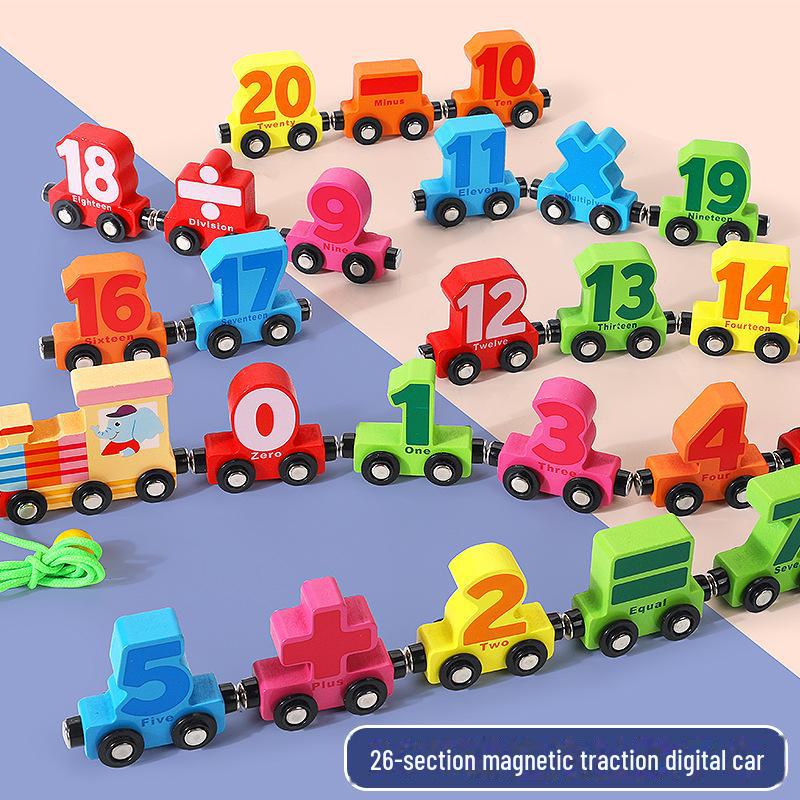 Magnetic Wooden Train with Letters & Numbers - Educational Toy for Ages 1-3