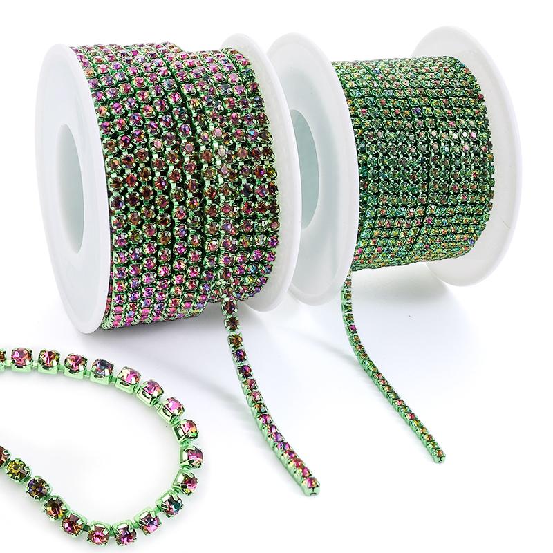 Colors Magic Volcano 5yd 10yd/roll Rhinestones Trim Cup Chain Strass Decorative Applique Crystal Trimmings For Needlework