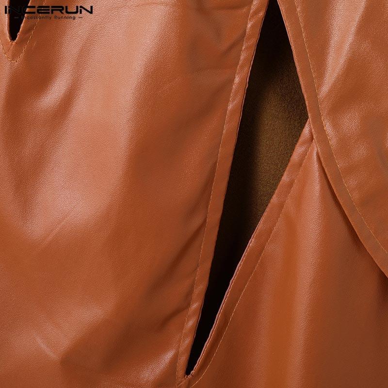 INCERUN Мужские повседневные свободные майки из искусственной кожи без рукавов с вырезом и ажурным узором