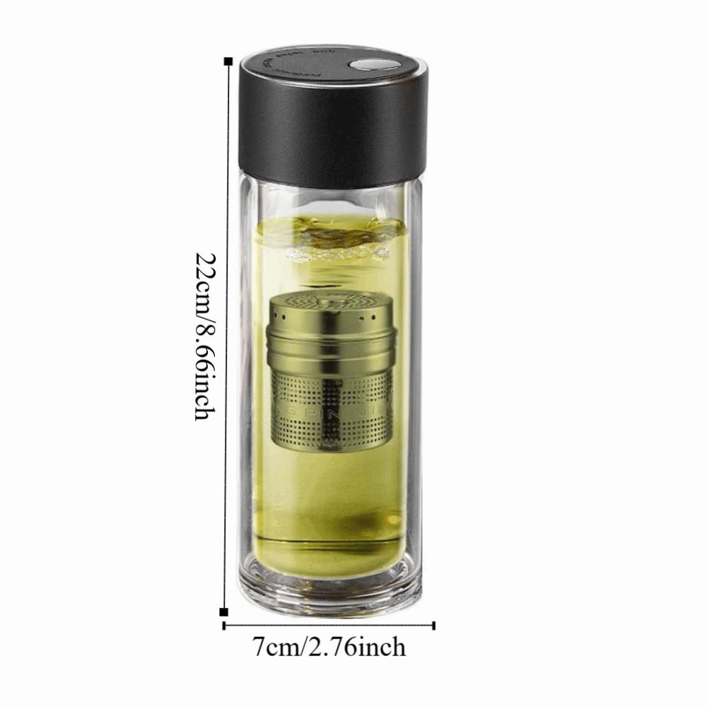 Double Wall Glass Water Bottle with Tea Infuser Magnetic Glass Tumbler Gift Glass Tea Cup Travel