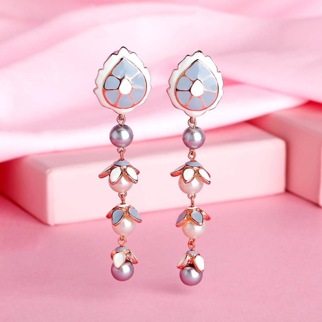 Удивительные женские серьги Estele с покрытием из розового золота и жемчугом