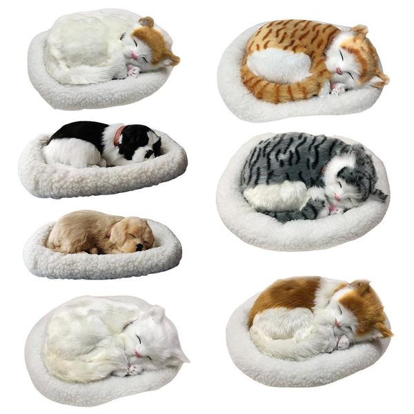 Игрушка для спящего кота, дышащая кошка, мягкая кукла с ковриком, плюшевые игрушки для детей