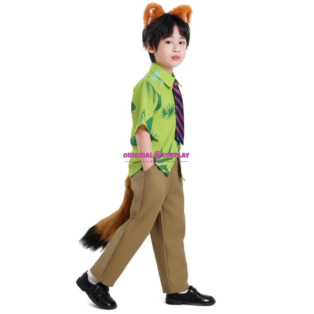 Zootopia Nick Fox Cosplay Costume Disguise for Boy Clothing Stage Performace Outfits Roleplay Carnival Halloween Party Suit