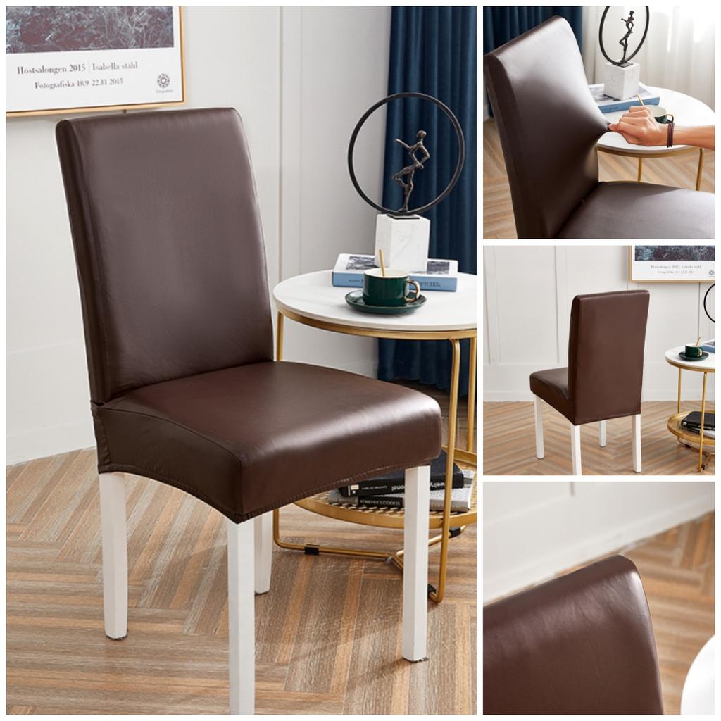 Waterproof Stretch Faux Leather Chair Cover Multicolor Dining Room Slipcover for Kitchen Restaurant Home Decor