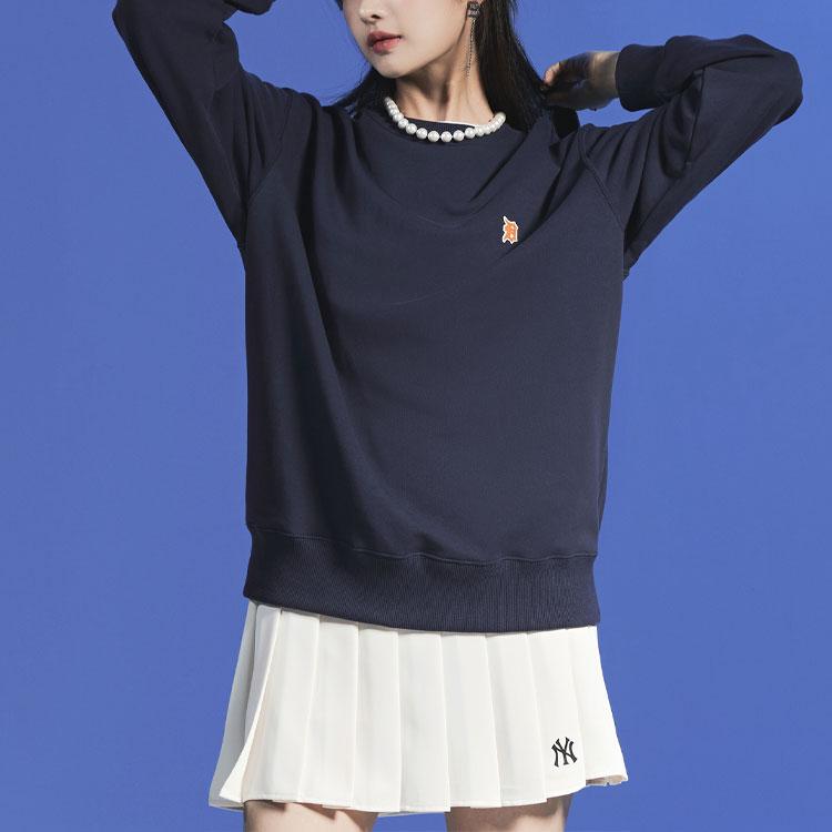 New MLB Common Basic Small Sweatshirts Unisex Navy Blue 3AMTB0124-46NYD