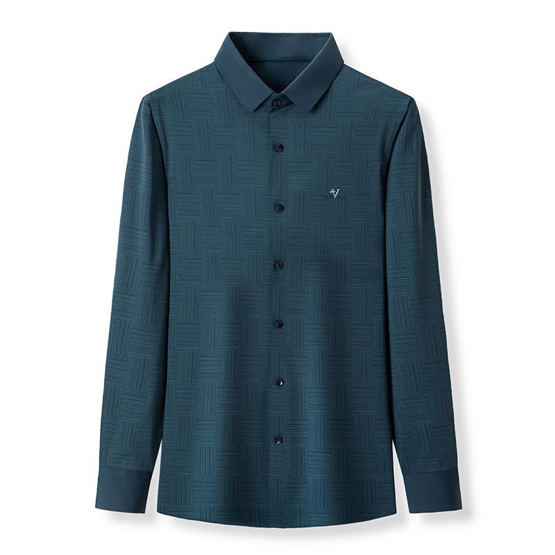 Весенне-осенняя новая мужская повседневная рубашка с длинными рукавами, легкая деловая рубашка с лацканами, профессиональная бесшовная клейкая рубашка для мужчин