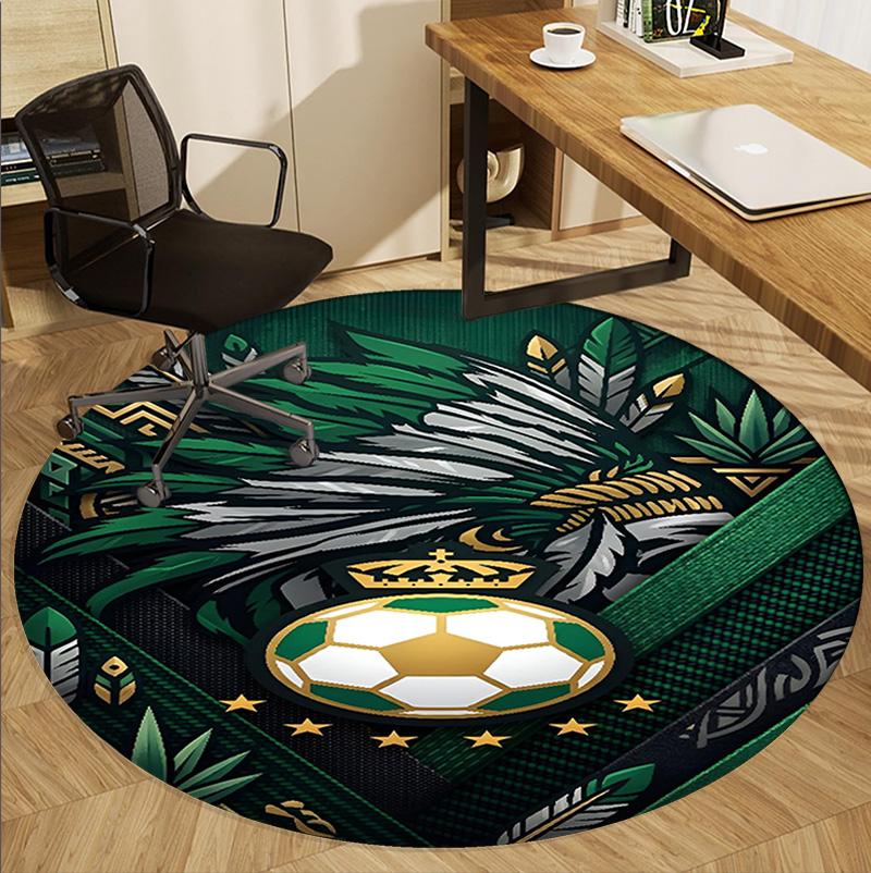 Club Santos Laguna Pattern Round Rug, Indoor/Outdoor Mat, for Picnic, Gameroom, Bedroom, Office, Living Room, Home Decor Carpet, Birthday Gift