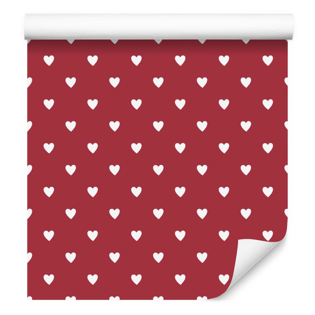 Heart Wallpaper Red, Coral and White 50x1000