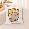 Pillow Cover Square Cushion for Bed Car Office Peach Mochi Cat Decorative Anime Room