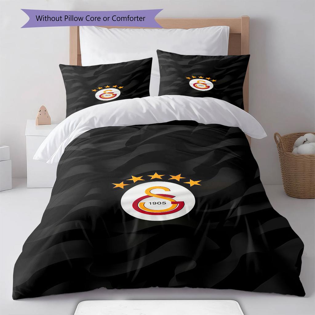 Galatasaray Crest Bedding Quilt Set Quilt Cover Pillowcase Home Decoration Birthday Gift (1 * duvet cover + 2 * pillowcase, without core)