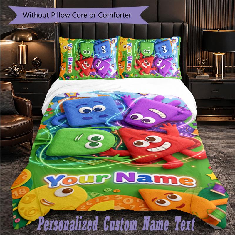 Personalized 3Pcs Bedding SetAlphablocks Custom Text Duvet Cover Pillowcase Set Bedroom Gift