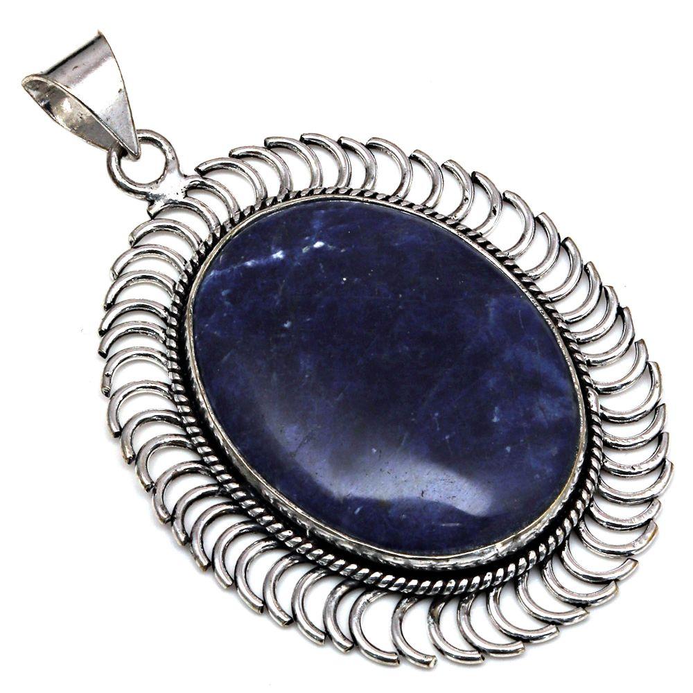 Pendant Sodalite Gemstone Handmade Mother'Day Gift Silver Jewelry 2.5"