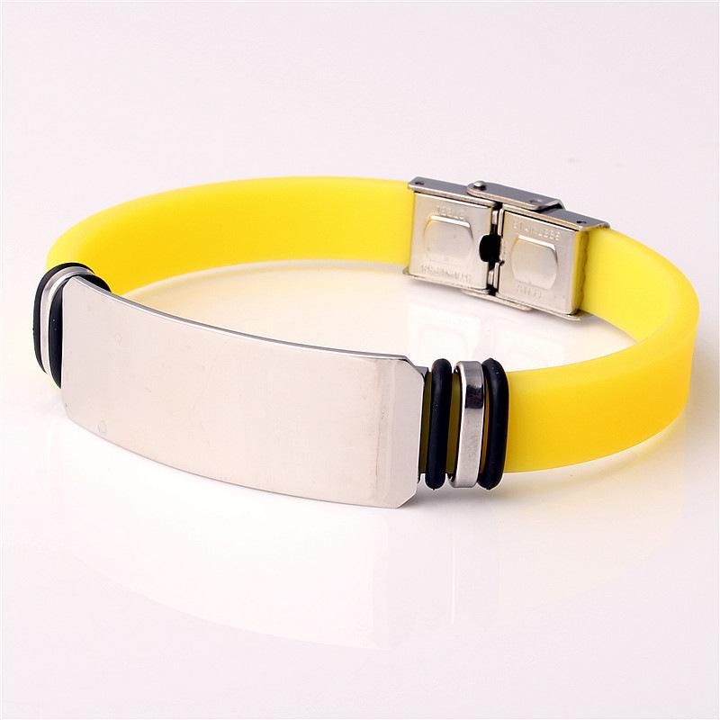 New Men and Women Sports Silicone Bracelet Stainless Steel Jewelry Basketball Bracelet Jewelry Accessories Black Bracelet