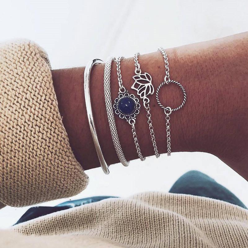 13 шт./комплект, новый набор металлических браслетов для женщин, бохо, ретро, толстые витые кубинские браслеты-цепочки, вечерние, универсальные, праздничные, модные украшения