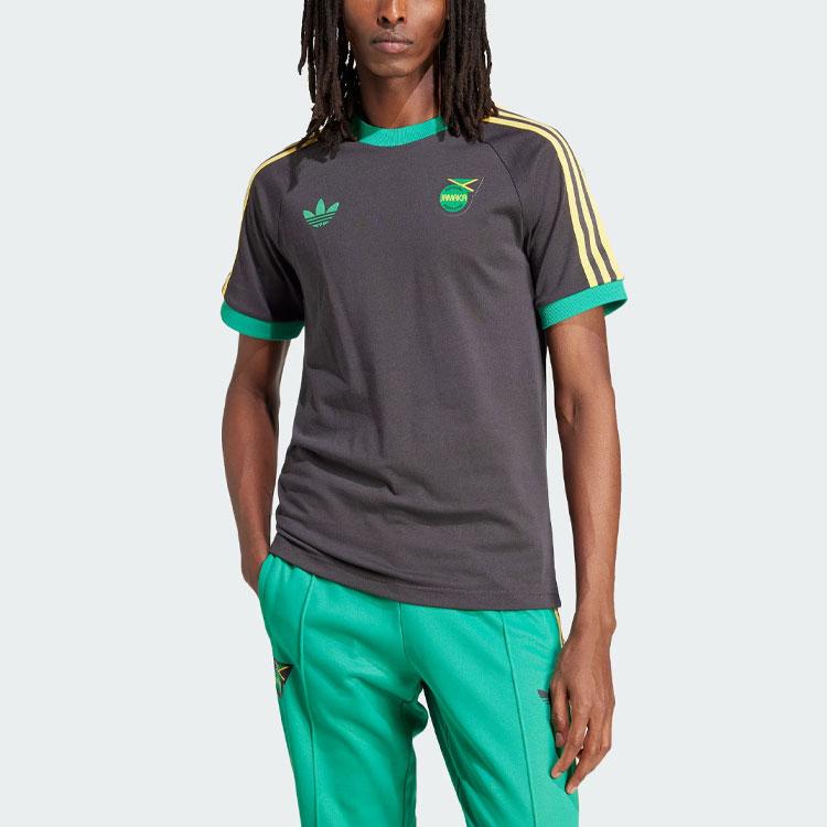 Adidas Футболка Originals Jamaica Adicolor с 3 полосками, мужские топы, черные IT7807